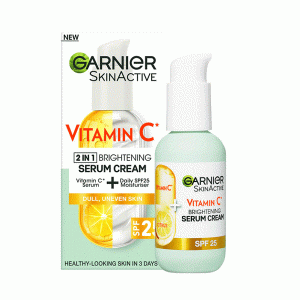 کرم سرم روشن کننده و آبرسان گارنیر 50ml Vitamin C 2*1