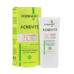 ضد آفتاب فلوئید +SPF50 بی رنگ مناسب پوست چرب آکنویت درمالیفت 40ml